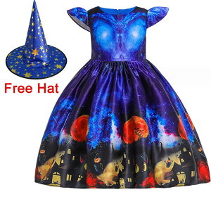 子供ハロウィン衣装 女の子コスチューム キッズワンピース プリント フォーマル なりきり ハロウィン衣装 魔女 巫女 女の子コスプレ衣装 cosplay 可愛いコスプレ 子供用変装仮装 ハロウィン