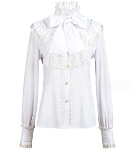 大人用コスチューム レディース長袖シャツ 舞台衣装 女性フリルトップス レトロシャツ パンク 欧風 ヨーロッパ風 王子様 貴族コスプレ 吸血鬼 ステージ衣装 ハロウィンコスチューム ハロウ