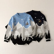 キッズセーター 子供ニットセーター クリスマスプレゼント クリスマス風セーター クルーネックセーター …