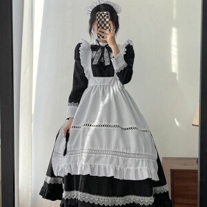 メイド服 メイドコスチューム メイドコスプレ 可愛いメイド服 ロング丈 ワンピース 長袖 ハロウィン衣装 大人コスチューム エプロン ウェイトレスコスプレ メイド喫茶 エレガント 優雅 萌