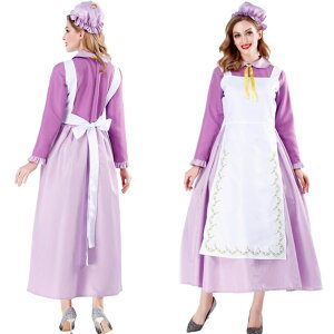 メイドコスチューム メイドコスプレ 可愛いメイド服 ロング丈 長袖ワンピース メイド服 ハロウィン衣装 大人コスチューム エプロン ハロウィンコスチューム メイド喫茶 エレガント 優雅 萌