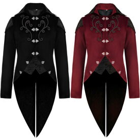 メンズジャケット 大人用コスチューム 燕尾服 舞台衣装 中世紀欧風 王子様 伯爵 貴族コスプレ 吸血鬼 ステージ衣装 ハロウィンコスチューム ハロウィンパーティー 舞台劇 学園祭 お芝居 舞台衣裳 仮装 変装 パーティー イベント ブラック ワインレッド S-5L