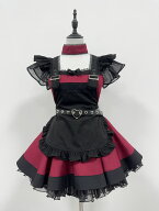 ゴシック風 可愛いメイド服 ワンピース エプロン ベルト付き フリル袖 ショート丈 コスチューム コスプ衣…