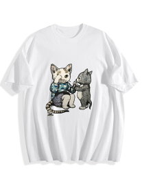 【2026 春夏新柄】ボリスデパートメントストア ヒグチユコ 日本風猫イラスト 半袖 T シャツ メンズ 綿 100% クルーネック ブラック ホワイト 黒 白 洗濯機対応 オールシーズン カジュアル 大きいサイズ S M L XL XXL 3XL
