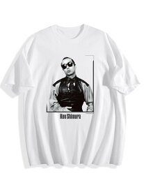 【トップピック】ローカル シムラ ケン ジャーナル メンズ ビンテージ アニメ グラフィック Tシャツ | 白いクルーネック Tシャツ、カジュアル レギュラーフィット、丈夫なカジュアルウェア、オールシーズン快適、アニメファン アパレル、アニメ Tシャツ、快適なフィット感