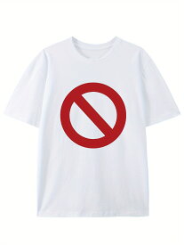 【送料無料】男女兼用 純綿 T シャツ クリエイティブ禁止サインプリント 半袖ラウンドネック 夏トレンドヴィンテージスタイル 100% コットン 通気性抜群 柔らか肌触り カジュアル・普段使いに最適 洗濯耐久性 型崩れしにくく 長く愛用できる万能アイテムです