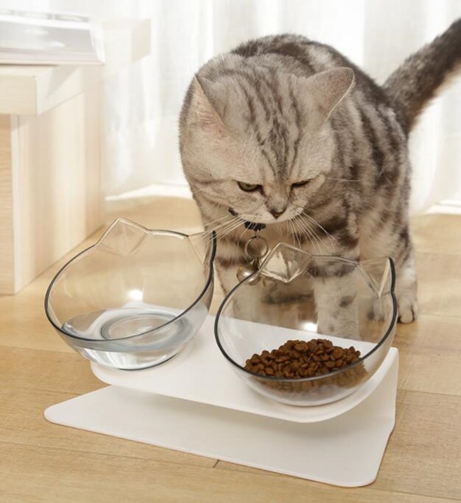 18％OFF 送料無料 可愛いネコ型フードボウル 透明2個セット ねこ型食器 99%OFF 猫型皿