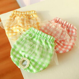 【メール便対応】レースとチェックのサニタリーパンツ小型犬用