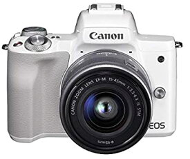 【中古】Canon キヤノン ミラーレス一眼カメラ EOS Kiss M ホワイト レンズキット EF-M15-45 IS STM付属 EOSKISSMWH-1545ISSTMLK-A