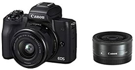 【中古】(非常に良い)Canon キヤノン ミラーレス一眼カメラ EOS Kiss M(ブラック)・ダブルレンズキット EOSKISSMBK-WLK-A