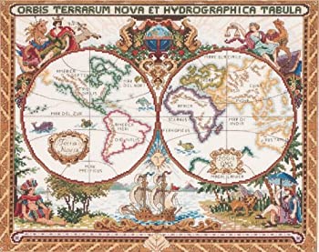 【中古】Janlynn　クロスステッチキット　Olde World Map　【並行輸入品】　　　　　　　　　　　　Janlynn Cross Stitch Kit 15-Inch by 18-Inch Olde W