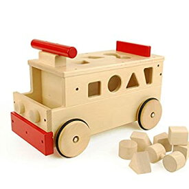 【中古】(未使用・未開封品)【日本製木のおもちゃ】のりもの積木*乗用バス