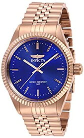 【中古】Invicta Men's Specialty Rose Gold-Tone Steel Bracelet & Case Quartz Blue Dial Analog Watch 29392