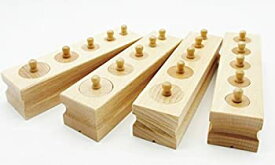 【中古】(未使用・未開封品)TOYBATROSS モンテッソーリ 幼児 教育 木製 知育玩具 シリンダー ブロック 4本セット