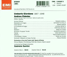 【中古】(非常に良い)Giordano: Andrea Chenier [CD]