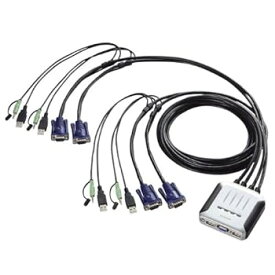 【中古】(非常に良い)エレコム KVMスイッチ USB VGA スピーカー 4台 KVM-KU4