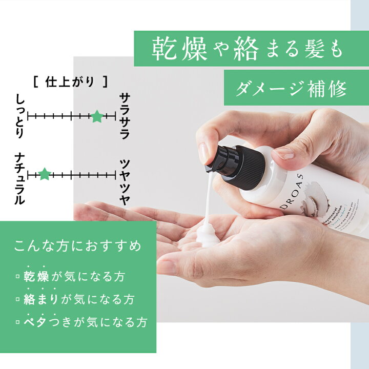 楽天市場 新登場 Droas クレイミネラルヘアエマルジョン 単品 ヘアミルク どろあす スムース ダメージケア ヘアケア 流さない スタイリング トリートメント 補修 お試し ランキング おすすめ 人気 香り 匂い 洗い流さないトリートメント 保湿 アンド ハビット