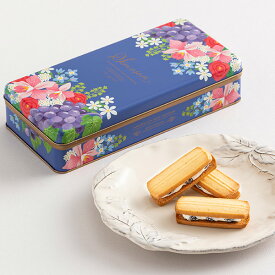 シモサン S14SN　お菓子 焼き菓子 洋菓子 ギフト プチギフト 贈り物 手土産 神戸風月堂 御中元 お歳暮 お年賀 引き出物 母の日 敬老の日 お祝い お供え お見舞い 缶入り 個包装 レーズン サンドクッキー 花柄 フラワーモチーフ 可愛い かわいい オシャレ おしゃれ