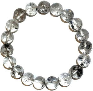 AA エレスチャル水晶 (グラファイトインクォーツ) 10mm ブレスレット【4月 誕生石】【15cm 16.5cm 18cm】調和 変化 成長 浄化 健康 リズム ギフト 数珠 念珠 天然石 パワーストーン レディース メン