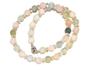 パステルアクアマリン チョーカーネックレス 8mm 【38cm 40cm 42cm】【3月 誕生石】【留め金具ニューホック使用、便利!】藍玉 緑柱石 天然石 数珠 パワーストーン メンズ レディース ジュエリ