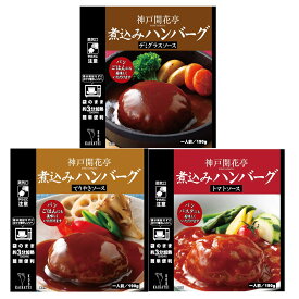 レトルト食品 惣菜 詰め合わせ ハンバーグ 3種 セット（デミグラス トマト てりやき）190g 神戸開花亭 常温保存 温めるだけ 洋食 おかず レンジ対応 一人暮らし 仕送り 保存食 備蓄 自宅用 福袋 母の日【送料無料 沖縄除く のし包装不可 簡易梱包】