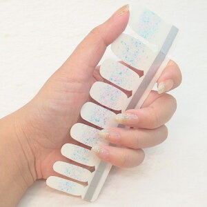 【メーカー直送品(代引き不可)※メール便発送】株式会社アダチ a-fre(エーフレ) French(Sky glitter) フレンチ(スカイグリッター)9サイズ×2枚(合計指18本分)<水色のホログラムラメ><