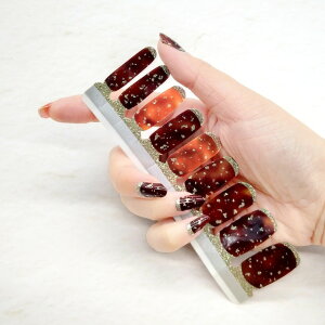 【メーカー直送品(代引き不可)※メール便発送】株式会社アダチ a-fre(エーフレ) Half Moon(Amber&Gold)ハーフムーン(琥珀&ゴールド)9サイズ×2枚(合計指18本分)<マーブル風><ネイル