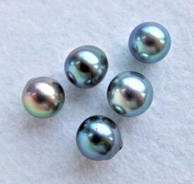 日本産アコヤパールルース：8ミリ珠(片穴、ブルー染)-(あこや真珠ルース、アコヤ真珠ルース、手芸用ルース、パールルース、ルース、パール、真珠ルース)