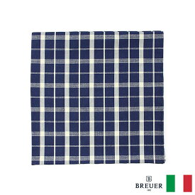 〈BREUER ブリューワー〉ポケットチーフ チェック ブルー イタリア製 ギフト プレゼント