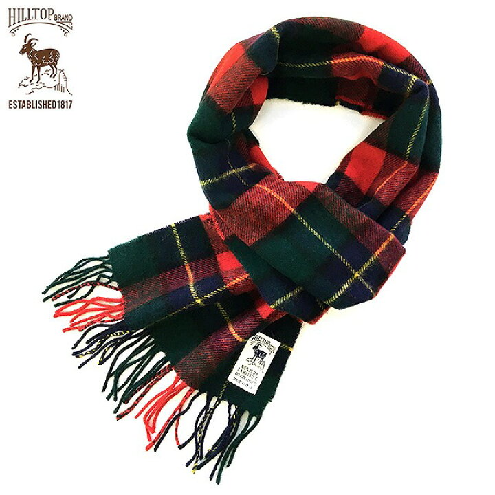楽天市場 Hilltop ヒルトップ チェック マフラー レッド グリーン 100 Pure Lambswool スコットランド製 プレゼント Kobe Px楽天市場店