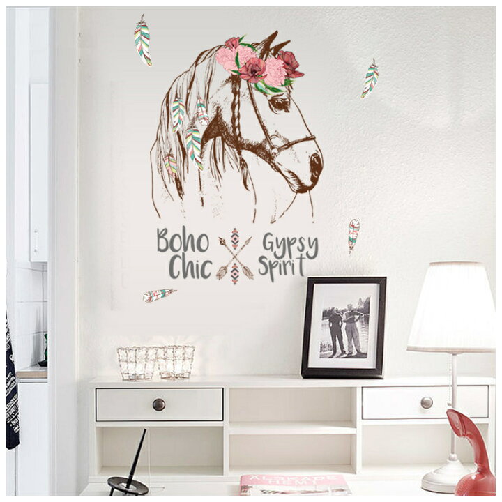 楽天市場 送料無料 ウォールステッカー ウォールシール 壁シール 壁紙シール 壁面装飾 壁装飾 室内装飾 ウマ 馬 お花 フラワー ロゴ インテリア Diy リビング 寝室 おしゃれ カフェ風 ナチュラル Dolcissimo