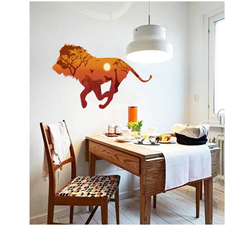 楽天市場 送料無料 ウォールステッカー 壁紙シール ウォールシール ライオン シルエット Lion サバンナ 可愛い かわいい おしゃれ 壁シール 壁面装飾 壁装飾 室内装飾 ルームデコレーション リフォーム パーティー イベント 飾り付け雑貨 小物 インテリア Dolcissimo
