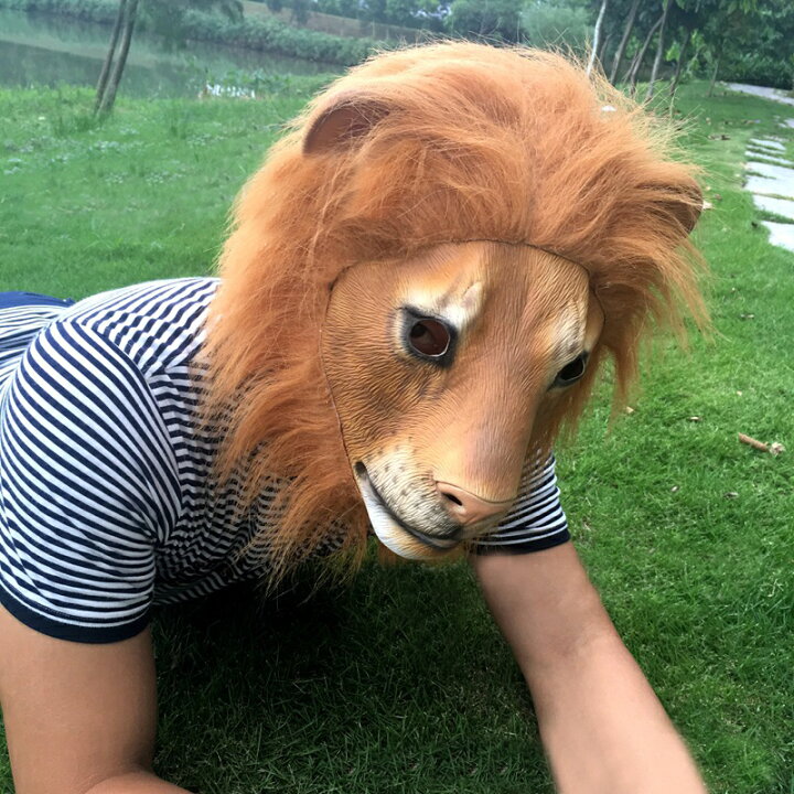 楽天市場 送料無料 コスプレ アニマル マスク かぶりもの 被り物 お面 ライオン 動物 パーティー ハロウィン 仮装 変装 なりきりマスク Dolcissimo