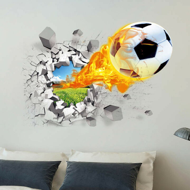 楽天市場 送料無料 ウォールステッカー ステッカー インテリアシール Diy 3d サッカーボール 飛び出す インパクト ユニーク 子供部屋 部屋 インテリア 壁装飾 雑貨 Dolcissimo
