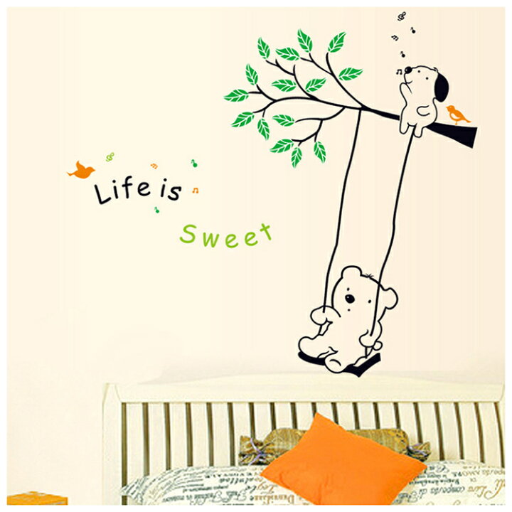 楽天市場 送料無料 ウォールステッカー 壁紙シール 壁 木 植物 熊 くま ベアー 犬 わんこ ワンちゃん クマちゃん 歌 ソング 小鳥 バード 動物 ドッグ 英字 ルームデコレーション ウォールデコレーション 壁面装飾 オシャレ 雑貨 小物 インテリア 飾り付け Dolcissimo