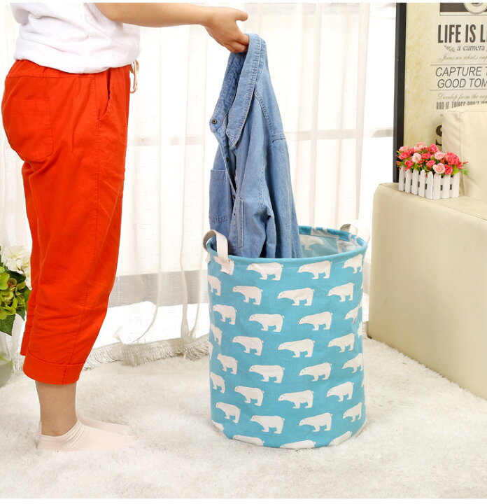 楽天市場 送料無料 ランドリーバスケット ラウンドバスケット 洗濯かご ランドリーボックス ダストボックス インテリア雑貨 円形 サークル イラスト アニマル 動物 収納 洗濯物 ゴミ箱 折りたたみ 簡単 便利 片付け 家事 かわいい キュート インテリア キッチ Dolcissimo