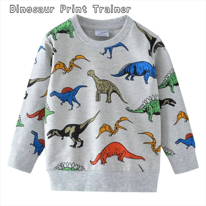 楽天市場 送料無料 長袖トレーナー キッズ スウェット 子供服 プルオーバー 恐竜 ダイナソー 動きやすい 着替え 秋冬 春 カジュアル おしゃれ イラスト プリント Dolcissimo