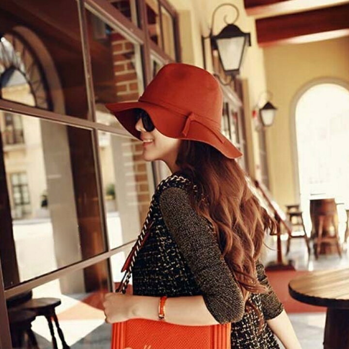 楽天市場 送料無料 女優帽 ハット つば広帽子 帽子 レディース 女性 婦人 ファッション小物 リボン シンプル 無地 単色 おしゃれ 紫外線対策 Dolcissimo