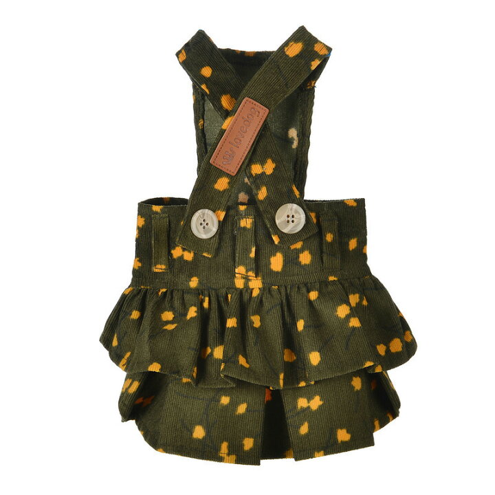 楽天市場 送料無料 ペットウェア ドッグウェア ジャンパースカート 犬服 犬用 犬 猫 ペット用 コーデュロイ ボタン スナップボタン 袖なし フリル 秋冬 ワンピース ジャンスカ スカート おしゃれ お散歩 小型犬 中型犬 Dolcissimo