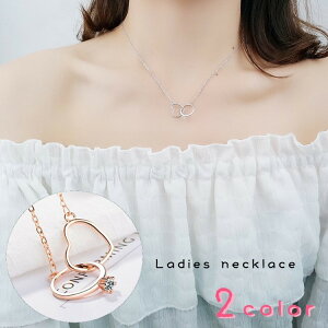 送料無料 ネックレス レディース 女性 アクセサリー ファッション雑貨 小物 アズキチェーン 細身 細め 指輪型 リング ハート シルバーカラー ローズゴールドカラー かわいい キュート きれ