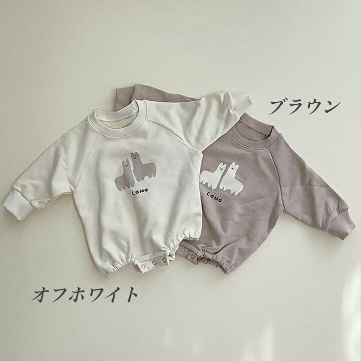 楽天市場 送料無料 ロンパース ベビー 赤ちゃん 女の子 男の子 つなぎ 長袖 ラウンドネック 股下スナップボタン アニマル 動物 英字ロゴ イラスト プリント お洒落 かわいい お出かけ 普段使い 男児 女児 子供服 ベビー服 Dolcissimo