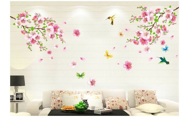 楽天市場 送料無料 ウォールステッカー 壁紙シール お花 鳥 蝶 木 自然 リラックス 春 子供部屋 和室 壁 リフォーム パーティ イベント インテリア Dolcissimo