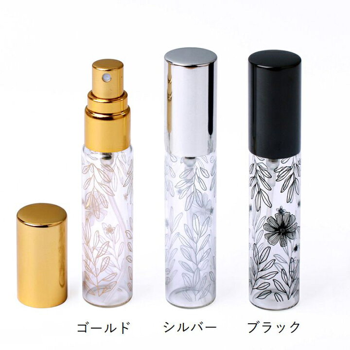 楽天市場 送料無料 アトマイザー 詰替容器 スプレー 10ml 透明 香水 ボトル ボタニカル リーフ フラワー 花 はっぱ 植物 葉 持ち運び おしゃれ かわいい 少量 小型 プリント 柄入り Dolcissimo