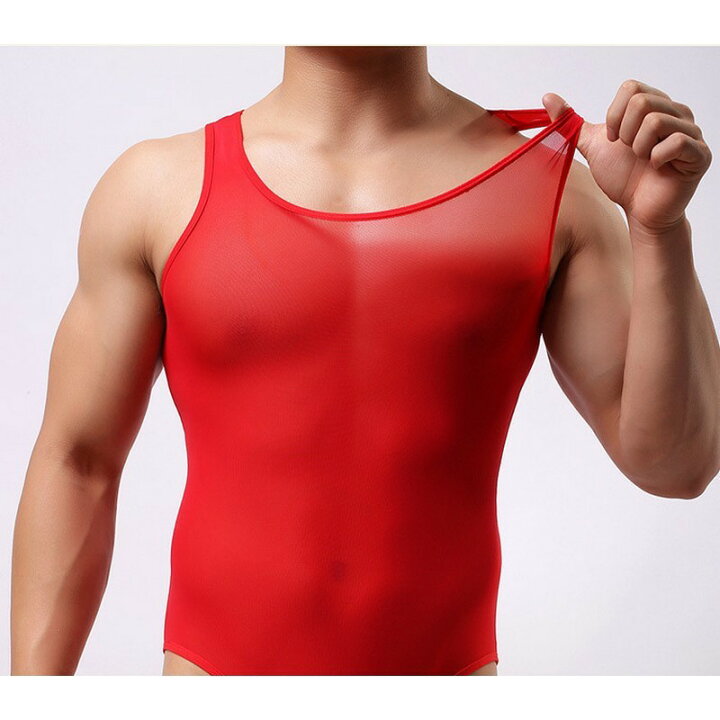 送料無料 ボディスーツ レオタード インナー メンズ 紳士用 男性 下着 シースルー 透け感 レーシー メッシュ セクシー おしゃれ レスリングウェア型 上下一体型 かっこいい ラウンドネック ノースリーブ フィット タイト 肌着 アンダーウェア dolcissimo 2点セット コスプレ メンズ セクシー ランジェリー ボディスーツ インナーシャツ メッシュ シースル ナイトウェア ストレッチ インナー 肌着 シング