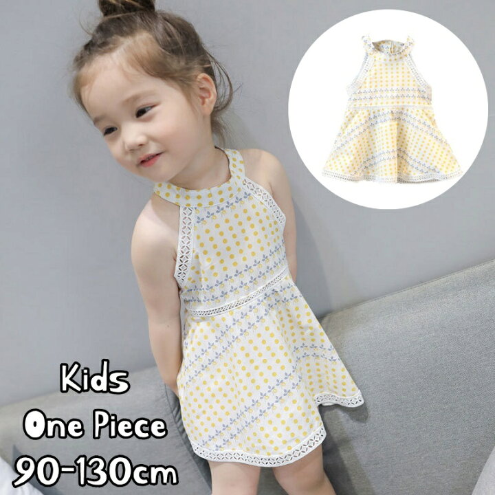 楽天市場 送料無料 ワンピース Aライン キッズ ベビー 子供 女の子 ノースリーブ 袖なし ミニ丈 ショート丈 ホルターネック ドット柄 水玉模様 お洒落 可愛い お出かけ 普段使い 夏 子供服 女児 ガールズ Dolcissimo