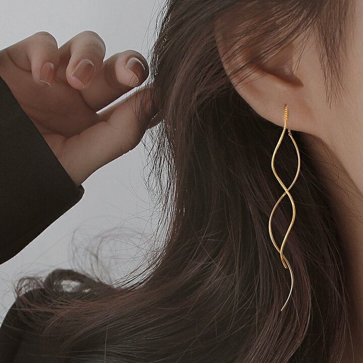 楽天市場 送料無料 ピアス アメリカンピアス レディース 女性用 アクセサリー ウェーブ ゴールドカラー シルバーカラー 揺れる ゆらゆら 可愛い おしゃれ 記念日 誕生日 プレゼント 贈り物 ギフト ファッション小物 銀色 金色 Dolcissimo