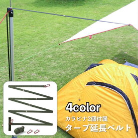 送料無料 タープ延長ベルト カラビナ2個付属 小川張り タープ テント 設営 長さ3m 幅2cm 吊り下げ 物掛け 多機能 便利 マジックテープ 孔 固定 ベルト キャンプ BBQ アウトドア