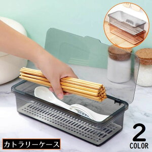送料無料 カトラリーケース 小物入れ すのこ 蓋付き お箸 スプーン フォーク キッチンツール収納 大容量 防塵 水切り 透明 卓上 整理整頓