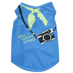 送料無料 犬服 ドッグウェア ドッグウエア プリントTシャツ ノースリーブ タンクトップ 袖なし カメラ バンダナ スカーフ 英字 薄手 抜け毛防止 ペット服 犬用 ペット用 犬 いぬ ドッグ 小型