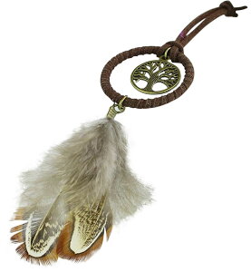 送料無料 ドリームキャッチャー キーホルダー風 幸運アイテム 羽毛 羽 フェイクフェザー キーリング 鍵付け 小さめ ミニサイズ インテリア 装飾品 飾り 壁飾り シンプル 手作り感 ハンドメ